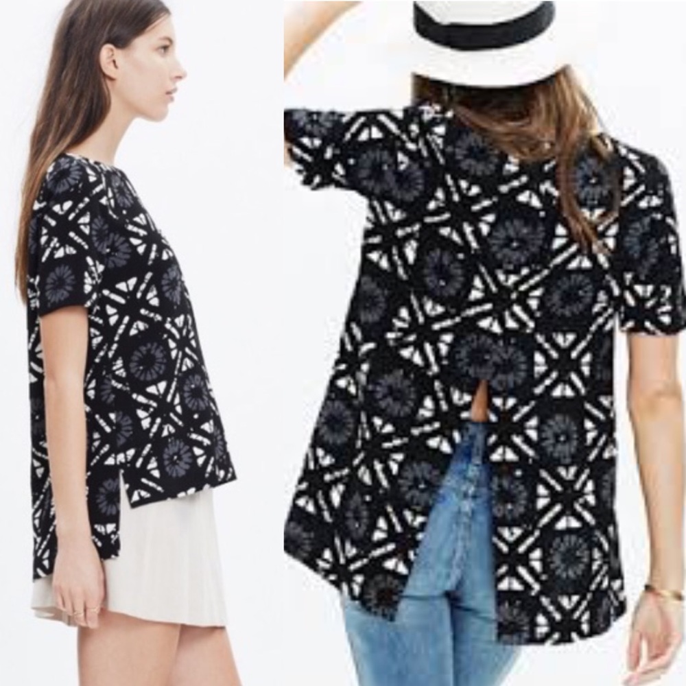 Madewell Industry Button Back Batik Grid Hi-Low